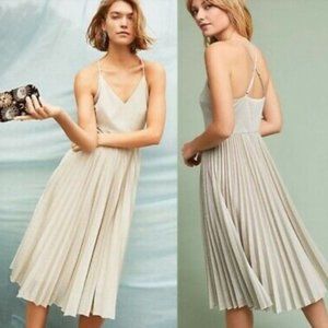 Anthropologie Elevenses Lunar Pleated Midi Dress
